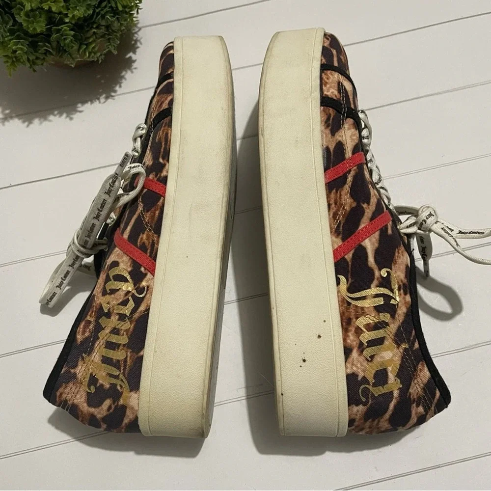 Juicy Couture Leopard Cheetah Animal Print Lace Up Platform Sneakers Women’s 8.5